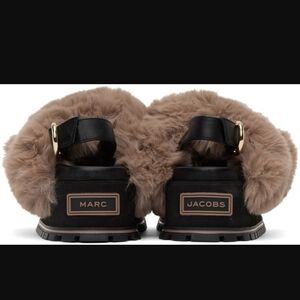 Marc Jacobs Black and Brown Fur Sandals